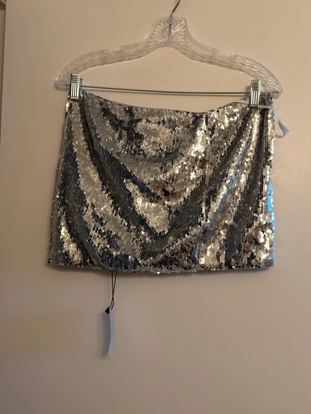 NWTS Silver Sequin Mini Skirt Super Down